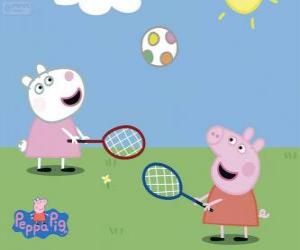 yapboz Peppa Pig tenis oynamaya